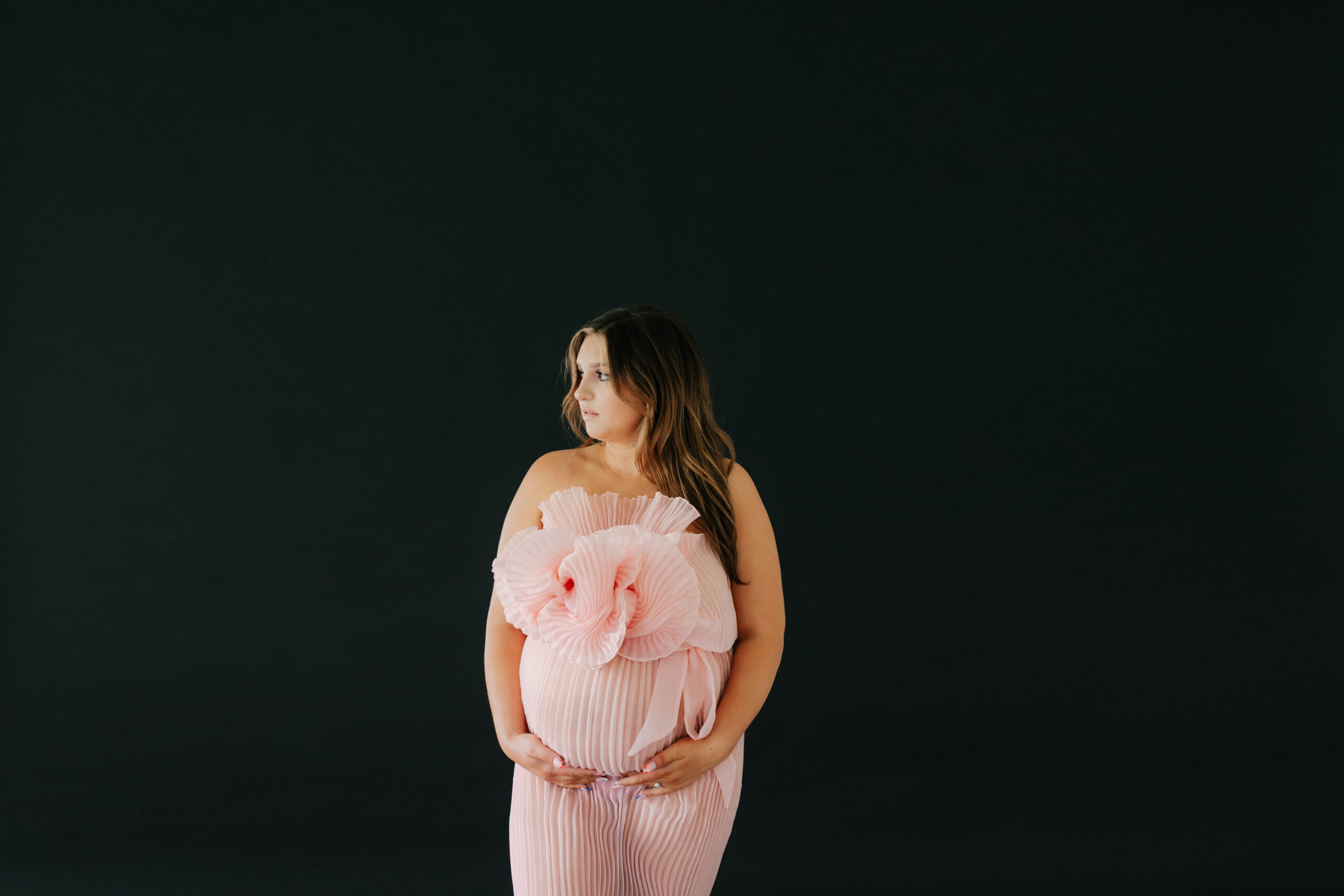 studio editorial style maternity session